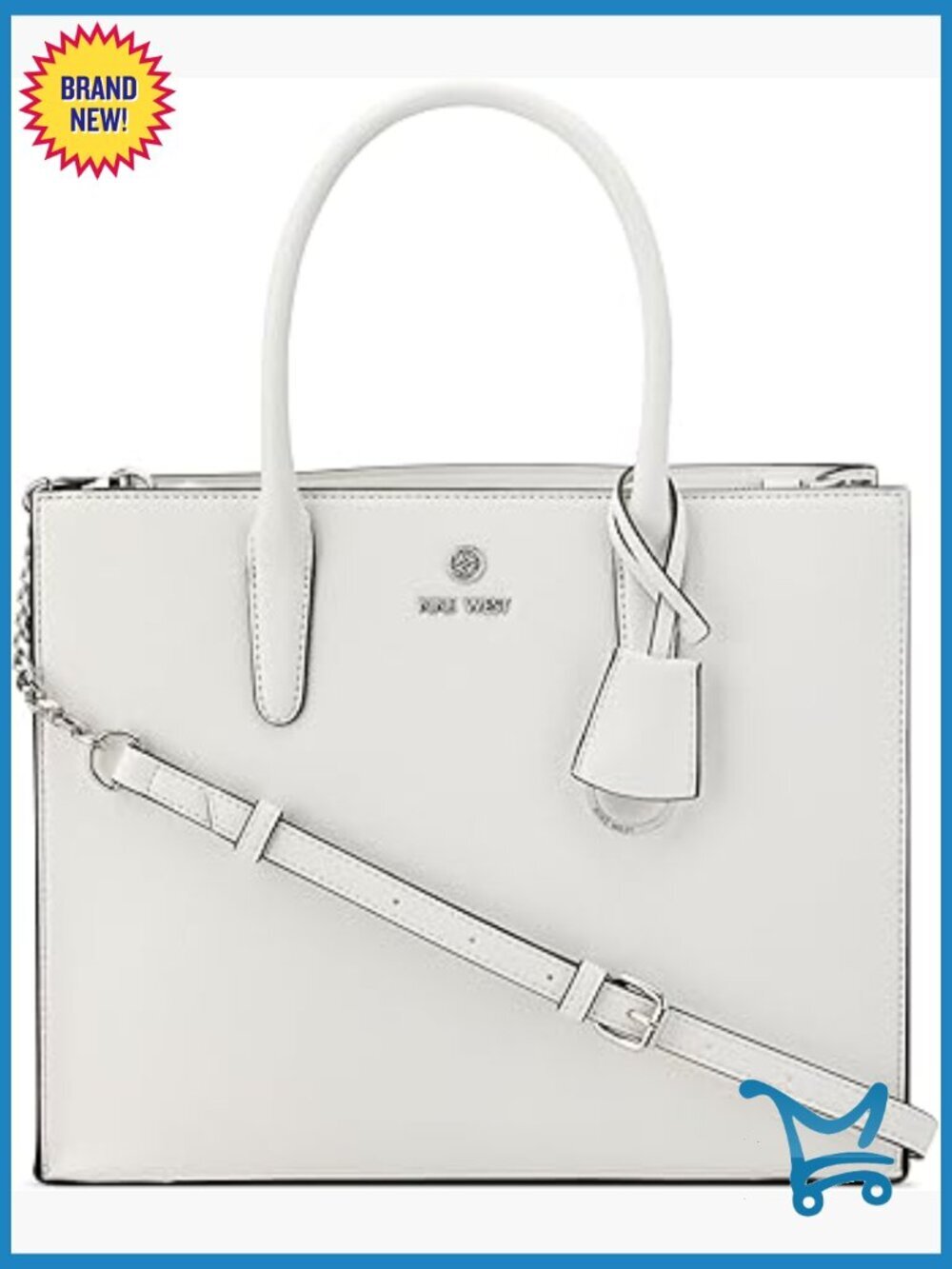 Faux Leather Satchel with Adjustable Strap, 12x9x6 Inches, Triple Compartment